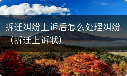 拆迁纠纷上诉后怎么处理纠纷（拆迁上诉状）