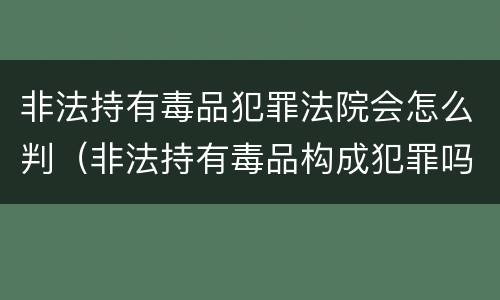 非法持有毒品犯罪法院会怎么判（非法持有毒品构成犯罪吗）