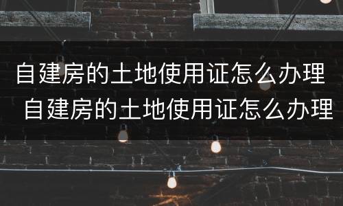 自建房的土地使用证怎么办理 自建房的土地使用证怎么办理过户