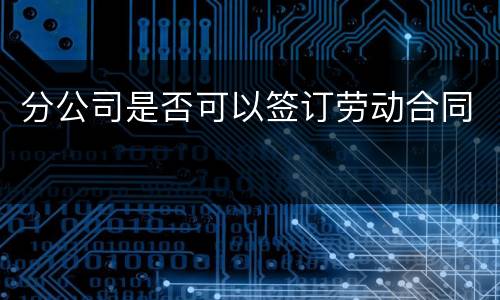 分公司是否可以签订劳动合同