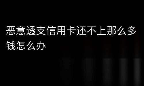 恶意透支信用卡还不上那么多钱怎么办