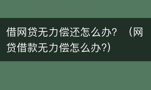 借网贷无力偿还怎么办？（网贷借款无力偿怎么办?）