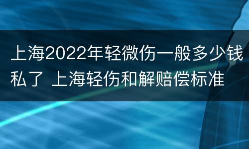 上海2022年轻微伤一般多少钱私了 上海轻伤和解赔偿标准