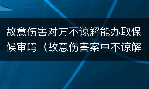 故意伤害对方不谅解能办取保候审吗（故意伤害案中不谅解能取保吗）