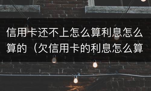 信用卡还不上怎么算利息怎么算的（欠信用卡的利息怎么算）