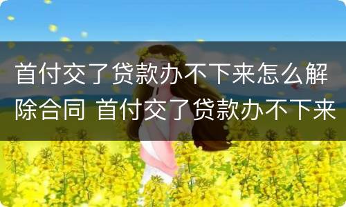 首付交了贷款办不下来怎么解除合同 首付交了贷款办不下来怎么解除合同备案