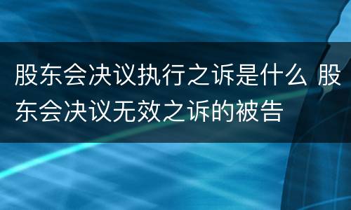 股东会决议执行之诉是什么 股东会决议无效之诉的被告