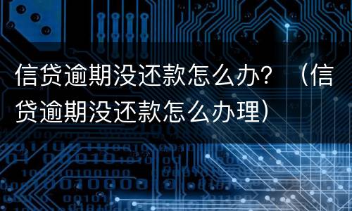 信贷逾期没还款怎么办？（信贷逾期没还款怎么办理）