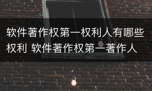 软件著作权第一权利人有哪些权利 软件著作权第一著作人