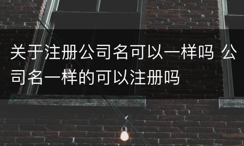 关于注册公司名可以一样吗 公司名一样的可以注册吗