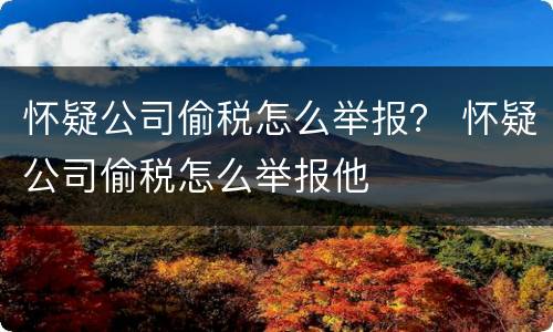 怀疑公司偷税怎么举报？ 怀疑公司偷税怎么举报他