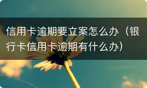 信用卡逾期要立案怎么办（银行卡信用卡逾期有什么办）