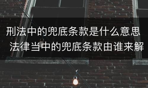 刑法中的兜底条款是什么意思 法律当中的兜底条款由谁来解释