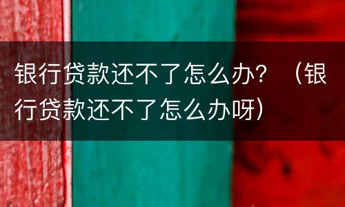 银行贷款还不了怎么办？（银行贷款还不了怎么办呀）