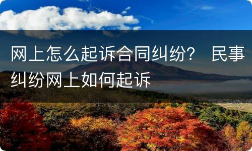 网上怎么起诉合同纠纷？ 民事纠纷网上如何起诉