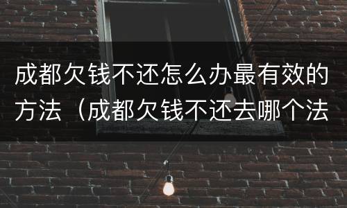 成都欠钱不还怎么办最有效的方法（成都欠钱不还去哪个法院起诉）