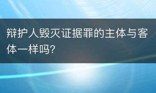 辩护人毁灭证据罪的主体与客体一样吗？