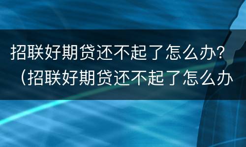 招联好期贷还不起了怎么办？（招联好期贷还不起了怎么办）