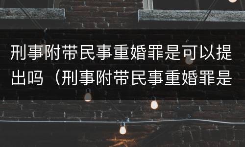 刑事附带民事重婚罪是可以提出吗（刑事附带民事重婚罪是可以提出吗判决书）