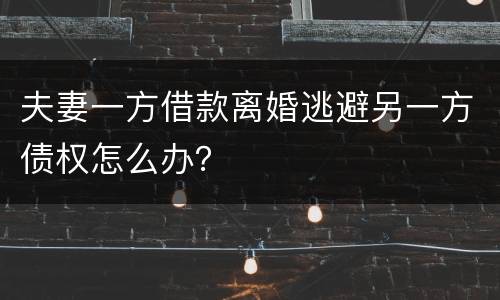 夫妻一方借款离婚逃避另一方债权怎么办？