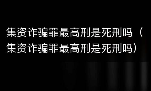 集资诈骗罪最高刑是死刑吗（集资诈骗罪最高刑是死刑吗）