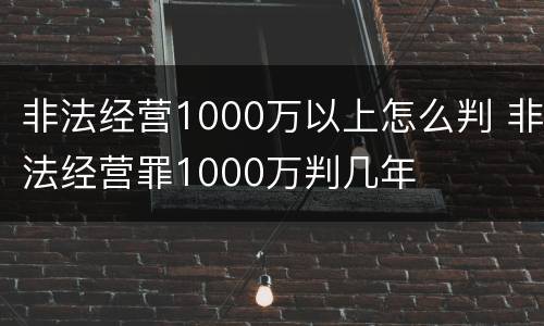 非法经营1000万以上怎么判 非法经营罪1000万判几年