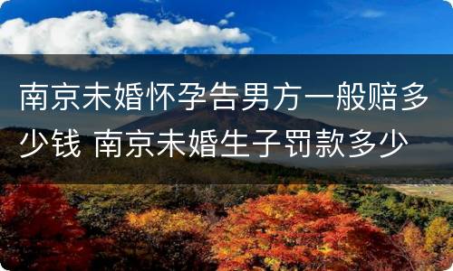 南京未婚怀孕告男方一般赔多少钱 南京未婚生子罚款多少