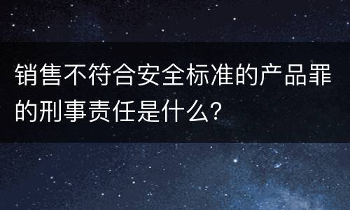 销售不符合安全标准的产品罪的刑事责任是什么？