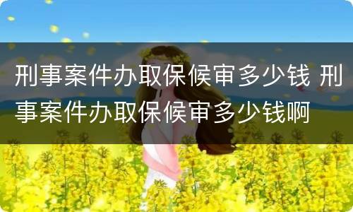 刑事案件办取保候审多少钱 刑事案件办取保候审多少钱啊