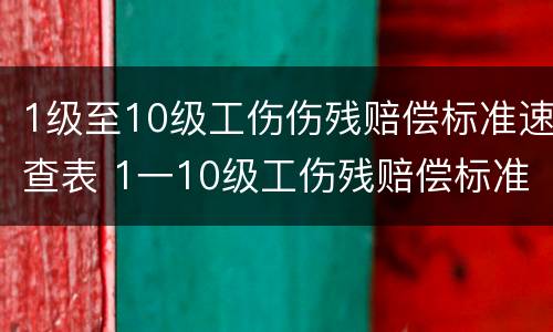 1级至10级工伤伤残赔偿标准速查表 1一10级工伤残赔偿标准是多少钱