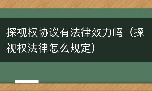 探视权协议有法律效力吗（探视权法律怎么规定）