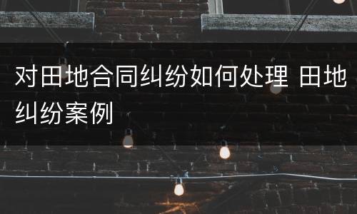 对田地合同纠纷如何处理 田地纠纷案例