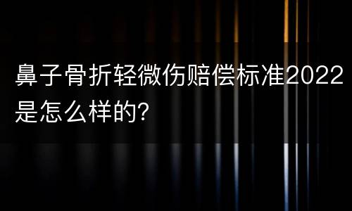 鼻子骨折轻微伤赔偿标准2022是怎么样的？