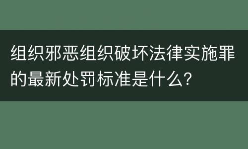 组织邪恶组织破坏法律实施罪的最新处罚标准是什么？