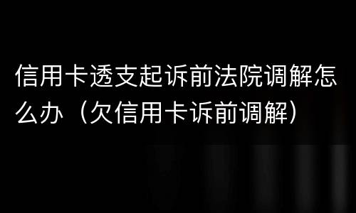 信用卡透支起诉前法院调解怎么办（欠信用卡诉前调解）