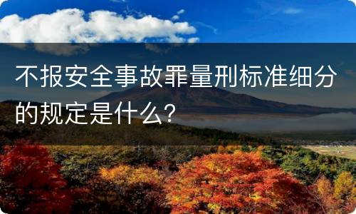 不报安全事故罪量刑标准细分的规定是什么？