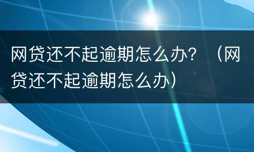 网贷还不起逾期怎么办？（网贷还不起逾期怎么办）