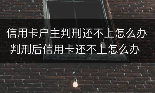 信用卡户主判刑还不上怎么办 判刑后信用卡还不上怎么办