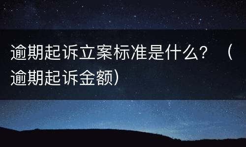 逾期起诉立案标准是什么？（逾期起诉金额）