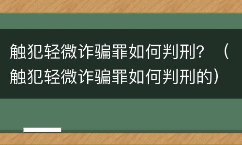 触犯轻微诈骗罪如何判刑？（触犯轻微诈骗罪如何判刑的）