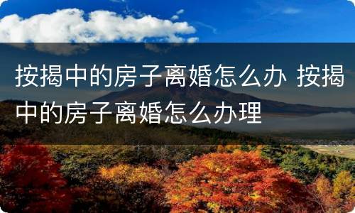 按揭中的房子离婚怎么办 按揭中的房子离婚怎么办理