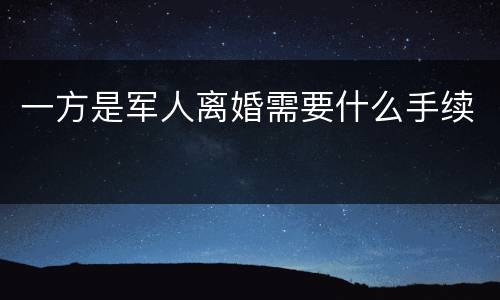 一方是军人离婚需要什么手续