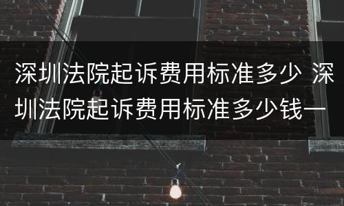 深圳法院起诉费用标准多少 深圳法院起诉费用标准多少钱一个月