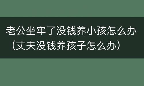 老公坐牢了没钱养小孩怎么办（丈夫没钱养孩子怎么办）