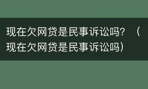 现在欠网贷是民事诉讼吗？（现在欠网贷是民事诉讼吗）
