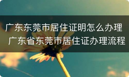 广东东莞市居住证明怎么办理 广东省东莞市居住证办理流程