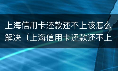 上海信用卡还款还不上该怎么解决（上海信用卡还款还不上该怎么解决呢）