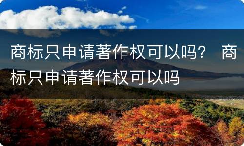 商标只申请著作权可以吗？ 商标只申请著作权可以吗