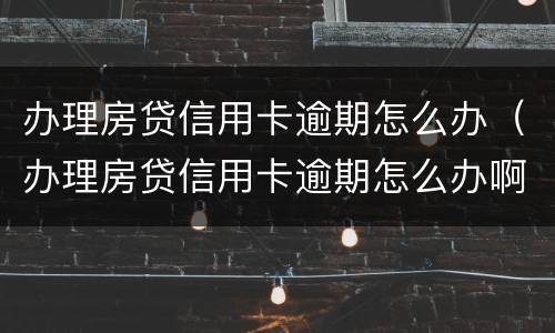 办理房贷信用卡逾期怎么办（办理房贷信用卡逾期怎么办啊）