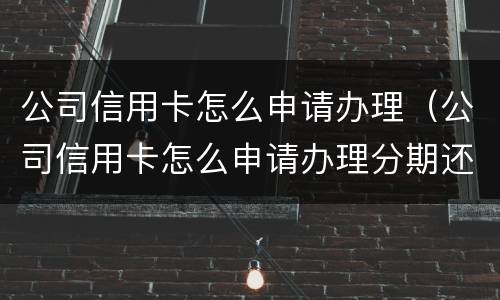 公司信用卡怎么申请办理（公司信用卡怎么申请办理分期还款）